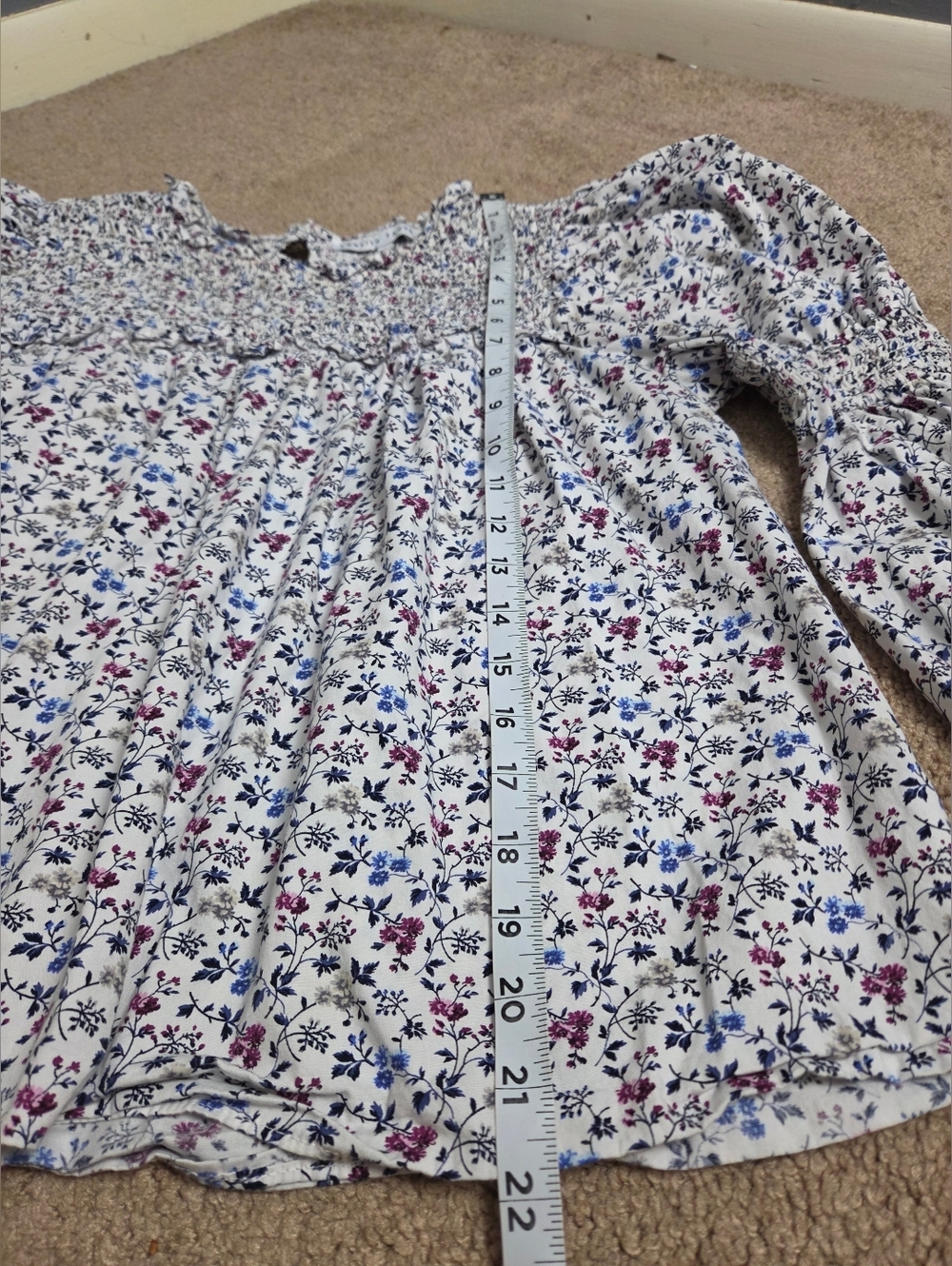 English Factory White Multi Floral Smocked Yoke Blouse - Picture 6 of 8